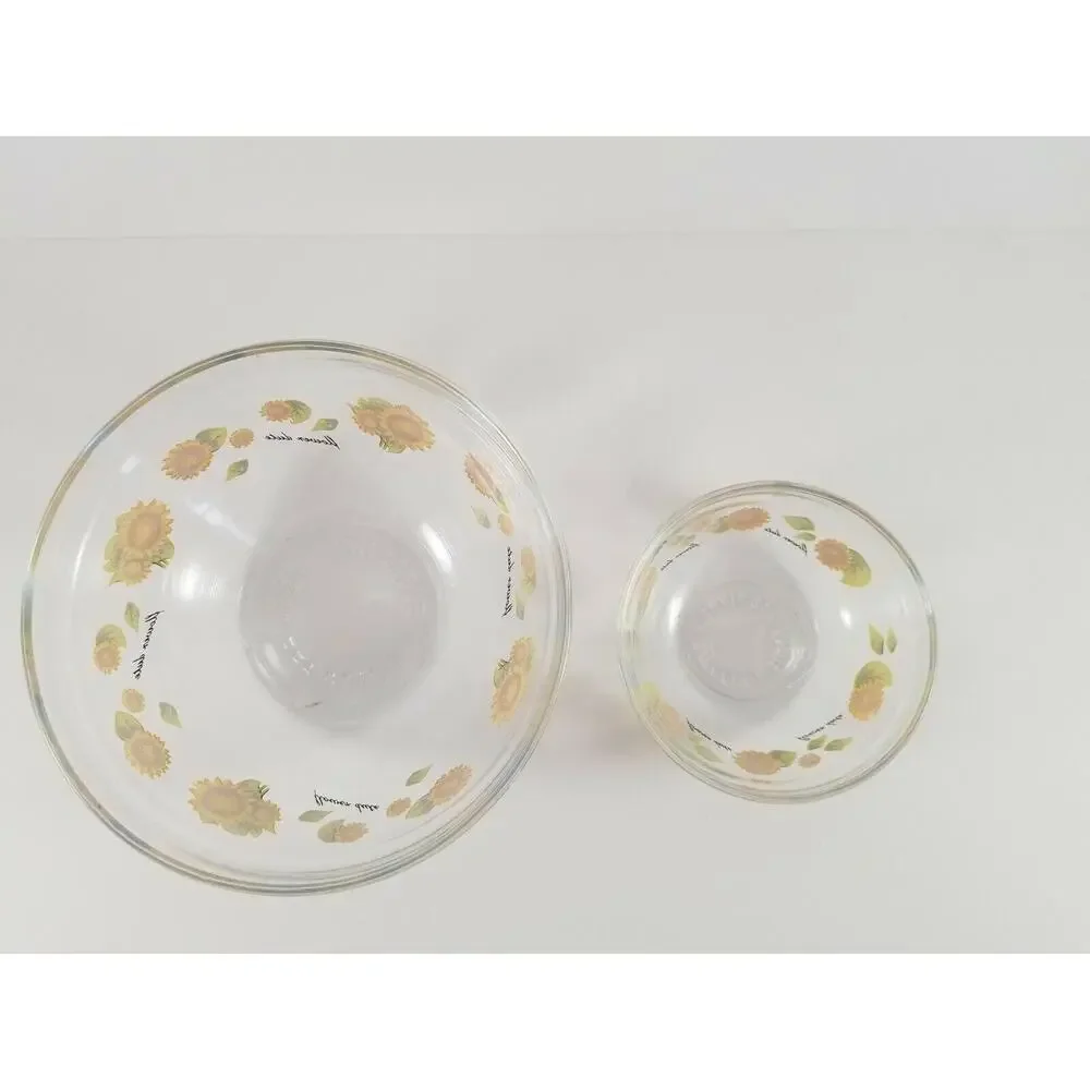 Sunflower Glass Bowl Set Imperial 2 Piece Cereal Fruit Prep Dip Granny Cottage
